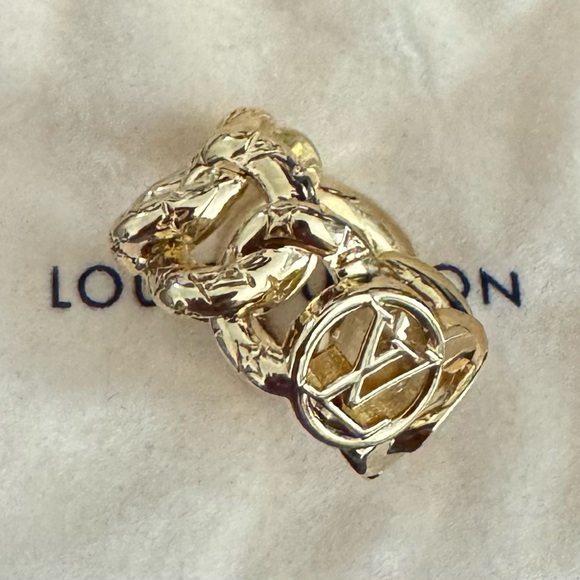 NEW LOUIS VUITTON 2D Gold Tone Chain Ring - Picture 1 of 6